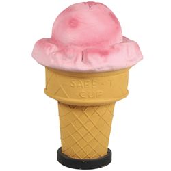 Soda fountain ice cream Safe-T Cup display cone, oversized 2-pc papier-mâché in strawberry, Exc cond