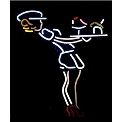 Neon sign, car hop waitress, Exc cond w/signs of light use, 27"H x 22"W.