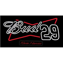 Breweriana neon sign, "Bud 29 Kevin Harvick," NOS cond, 18.5"H x 37"W.
