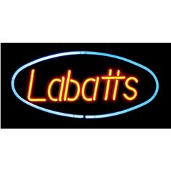 Breweriana neon sign, "Labatts," c.1970's, Exc cond w/minor crazing on back paint, 14.5"H x 23.5"W.