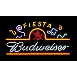 Breweriana neon sign, "Fiesta Budweiser," NOS cond, 17"H x 30.5"W.