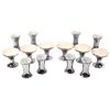 Image 1 : Soda fountain dishes (14), set of 8 & set of 6 Vortex chrome dishes w/paper inserts, Nos. 8769 & 872