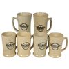 Image 1 : Soda fountain Buckeye Root Beer stoneware mugs (6), Exc cond, 5" & 6.5"H.