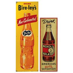 Soda fountain signs (3), Green Spot 2-sided diecut flange,19"H x 16"W, Drink Nichol Kola, embossed m