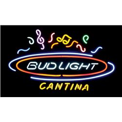 Breweriana neon sign, "Budweiser Cantina," NOS cond, 20.5"H x 34.5"W.