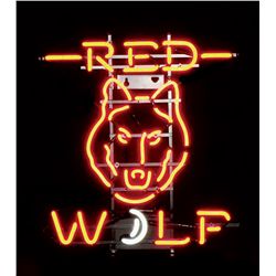 Breweriana neon sign, "Red Wolf," NOS cond, 22.5"H x 20"W.