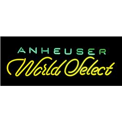 Breweriana neon sign, "Anheuser World Select," NOS cond, 11"H x 36"W.