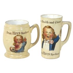 Hires "Ugly Boy" Root Beer mugs (2), ceramic Villeroy & Boch, Made in Germany, tall mug has approx 2