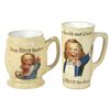 Image 1 : Hires "Ugly Boy" Root Beer mugs (2), ceramic Villeroy & Boch, Made in Germany, tall mug has approx 2