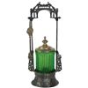 Image 1 : Victorian pickle castor, green pattern glass insert in Adelphi quadruple-plated holder w/tongs & lid