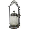 Image 1 : Victorian pickle castor, Meriden Quadruple Plate holder w/pressed glass insert w/lid & tongs, VG con