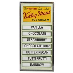 Soda fountain menu board for Valley Maid Ice Cream & 7 ice cream cdbd cutouts by Schmidt Litho, all