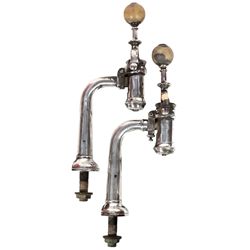 Soda fountain spigots (2), nickel-plated cast iron w/alabaster ball, last patent 1909, VG cond, up t