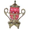 Image 1 : Victorian condiment jar, cranberry w/white coinspot insert in Aurora Specialty Mfg Co. quadruple sil