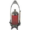 Image 1 : Victorian pickle castor, cranberry & white swirl glass insert in Derby Silver Co. ornamented quadrup