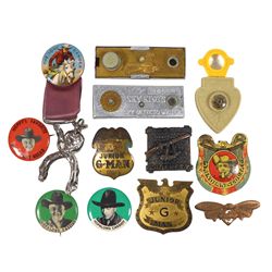 Cowboy toy premiums (12), (2) 1949 Sky King Spy-Detecto Writers, 1959 Lone Ranger full color cello b