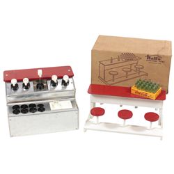 Toy, soda fountain novelties (8+), Hall's Lifetime Coca-Cola snack bar No. 265 w/accessories, wood &