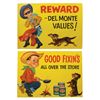 Image 3 : Del Monte Foods paper signs, 1950's 5-panel advertising "Round-Up" display, colorful cute cowboy lit