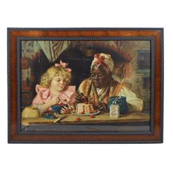 Black Americana advertising print for Knox Gelatin, shows Black woman & young girl decorating some K