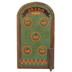 Black Americana game, Jazbo marble shoot, wood playfield pictures Amos, Rufus, Liza, Sambo & Rastus,