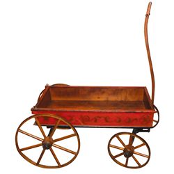 Child's "Express" Wagon, all wood w/wood spoke wheels, removable tail gate, Exc orig cond, 16.5"H x 