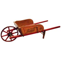 Child's wheelbarrow w/squirrel design on both sides, mfgd by Paris Mfg. Co.-So. Paris, Maine, all wo