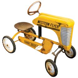 Child's pedal tractor, Western Flyer w/chain drive, Model B-517, Good orig cond, 26"H x 34"L.