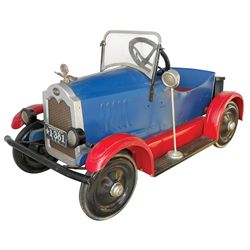 Child's pedal car, Buick, c.1920's, mfgd by American, older restoration in red & blue, steel body on