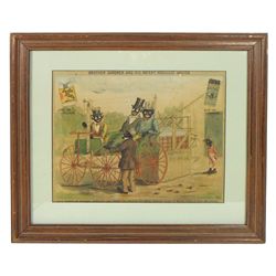 Black Americana American Tobacco Co. print, "Brother Gardner and his Patent Hossless Wagon" "Get Rig