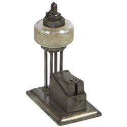 Cigar cutter & lighter, miniature, cast metal w/textured glass font, very unusual, Exc cond w/wick, 