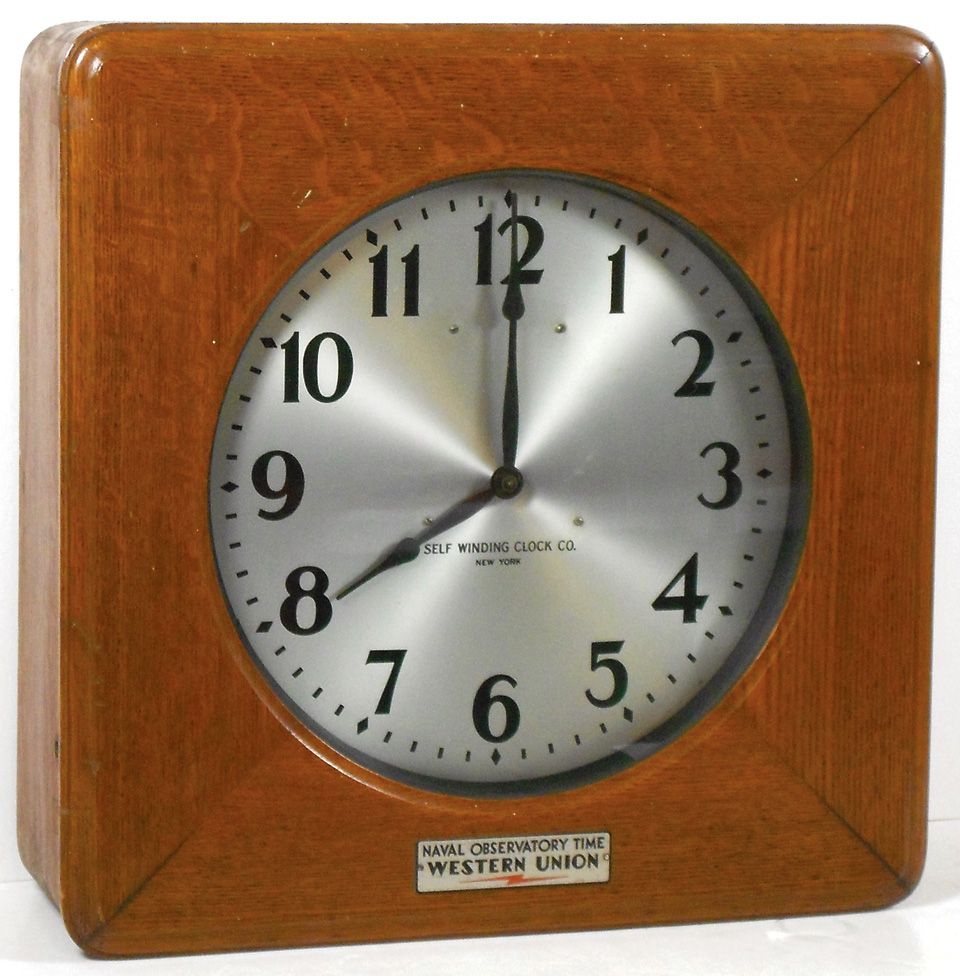 Clock, Western Union Navel Observatory Time, from Self Winding Clock Co ...