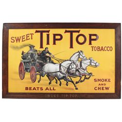 Tobacciana, Sweet Tip Top Tobacco paper sign in orig oak frame w/"Sweet Tip Top" advertising, wonder