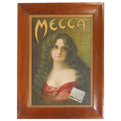 Tobacciana, Mecca Cigarettes sign, 10 for 5 Cents, shows pretty Victorian girl, VG cond w/restored b