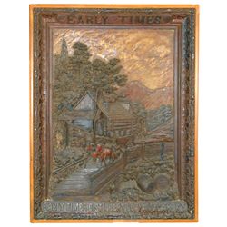 Breweriana sign, Early Times Distillery-Paducah, KY, painted high-relief plaster in orig wood frame,