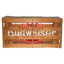 Breweriana, Anheuser-Busch Budweiser neon sign in orig shipping crate, mfgd by Mt. Vernon Neon Sign 