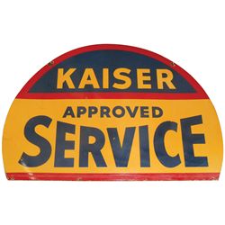 Petroliana, Kaiser Approved Service, 2-sided porcelain half-circle sign, Exc cond both sides w/minor