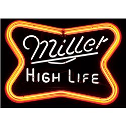 Breweriana, Miller High Life flashing neon sign, red border/white interior, Mt. Vernon Neon Sign Co.