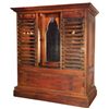 Image 1 : Spool cabinet, early walnut 32-drwr, 26 glass fronts & 6 wood, arched center mirror, Patent 1877 har