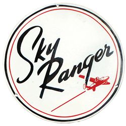 Petroliana sign, Sky Ranger pump plate sign, porcelain, mfgd by Veribrite Signs-Chicago, Exc restore