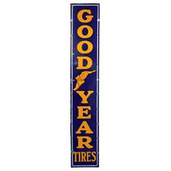 Petroliana, Goodyear Tires porcelain sign, cobalt blue, gold & white, VG/Exc cond w/some loss around
