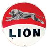 Image 1 : Petroliana, Lion Gasoline porcelain sign, c.1960, great graphics, VG to Exc cond w/minor chips, 72"D