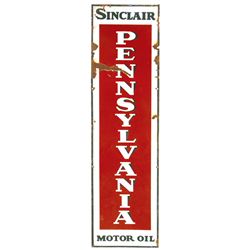 Petroliana, Sinclair Pennsylvania Motor Oil porcelain sign, Good cond w/some edge & porcelain loss, 