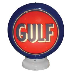 Petroliana, Gulf Gasoline replica light-up globe & clock (2), globe has curved glass lenses in molde