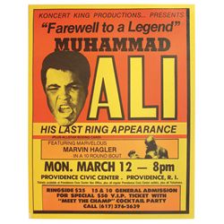 Sports, boxing poster, "Farewell to a Legend" Muhammad Ali's last ring appearance v. Marvin Hagler, 
