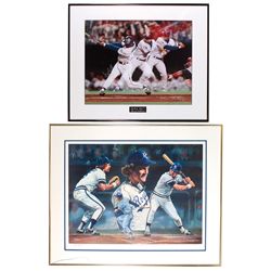 Sports, baseball, autographed prints (2), baseball great George Brett limited edition hand-signed ph