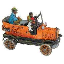Toy, Black Americana, Amos 'n' Andy Fresh Air Taxi, Marx litho on tin windup, c.1930's, missing hood