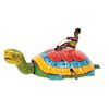 Image 1 : Toy, native riding turtle, tin litho windup, bright paint w/few scratches & sm dent on rider's head,