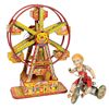 Image 1 : Toys (2), Kiddy Cyclist by Unique Art, winds up but doesn't move & Chein "Hercules" Ferris Wheel, br