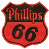 Image 1 : Petroliana, Phillips 66 2-sided porcelain sign, shield shape, c.1954, VG cond w/minor chips, 71"H x 