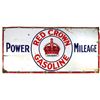 Image 1 : Petroliana, Red Crown Gasoline Power Mileage porcelain rectangular sign w/Red Crown graphic, Good co